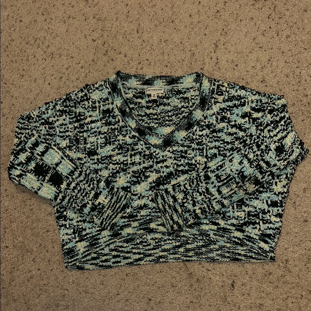 Earthbound Cropped V-Neck Sweater Top